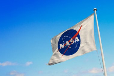 21 Haziran 2020, Brezilya. Bu resimde Ulusal Havacılık ve Uzay İdaresi (NASA) kısa süre sonra bir bayrakta belirir.
