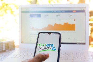 22 Haziran 2020, Brezilya. Bu resimde NextEra Enerji logosu akıllı telefondan gösteriliyor.