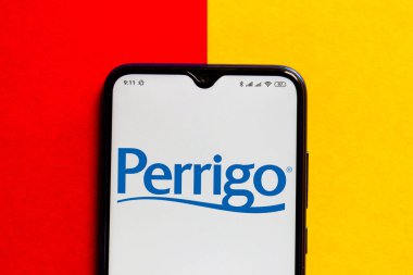23 Haziran 2020, Brezilya. Bu resimde, Perrigo Şirketi 'nin logosu akıllı bir telefonda sergileniyor.