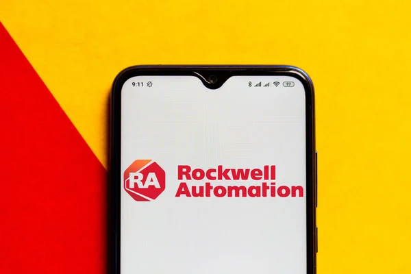 Června 2020 Brazílie Této Fotografii Logo Rockwell Automation Zobrazeno Chytrém — Stock fotografie