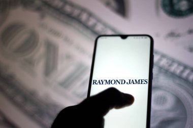 June 29, 2020, Brazil. In this photo illustration the Raymond James Financial logo seen displayed on a smartphone clipart