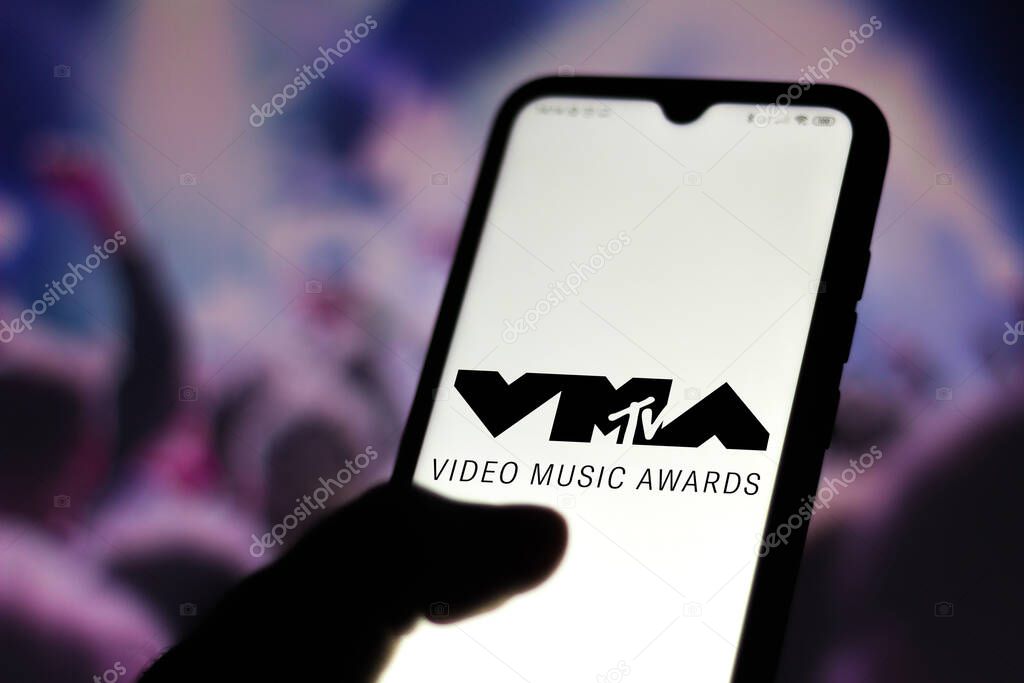 June 29, 2020, Brazil. In this photo illustration the MTV Video Music Awards (VMA) logo seen displayed on a smartphone. Is an award presented by the MTV to honor the best in the music video medium