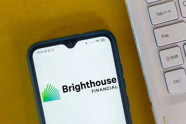 Luglio 2020 Brasile Questa Foto Illustrazione Logo Brighthouse Financial Visualizzato — Foto Stock