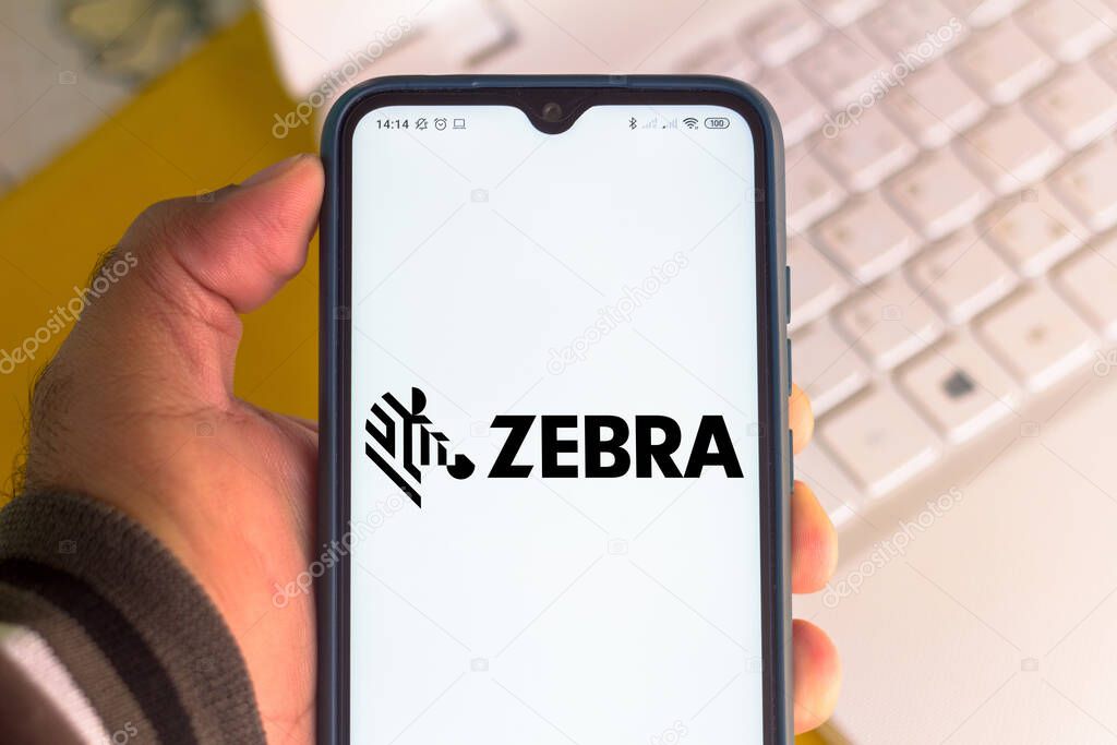 July 6, 2020, Brazil. In this photo illustration the Zebra Technologies logo seen displayed on a smartphone