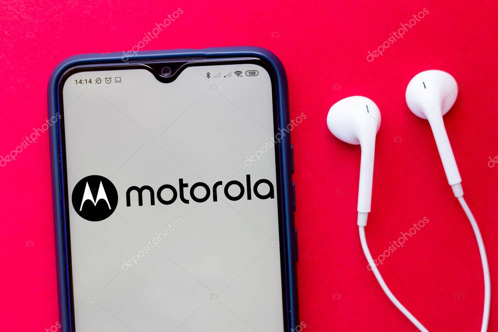 July 6, 2020, Brazil. In this photo illustration the Motorola logo seen displayed on a smartphone