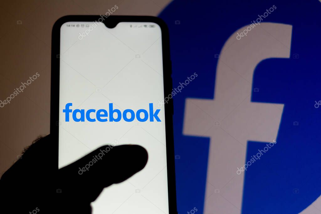 July 10, 2020, Brazil. In this photo illustration the Facebook logo seen displayed on a smartphone