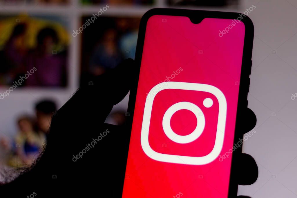 July 10, 2020, Brazil. In this photo illustration the Instagram logo seen displayed on a smartphone