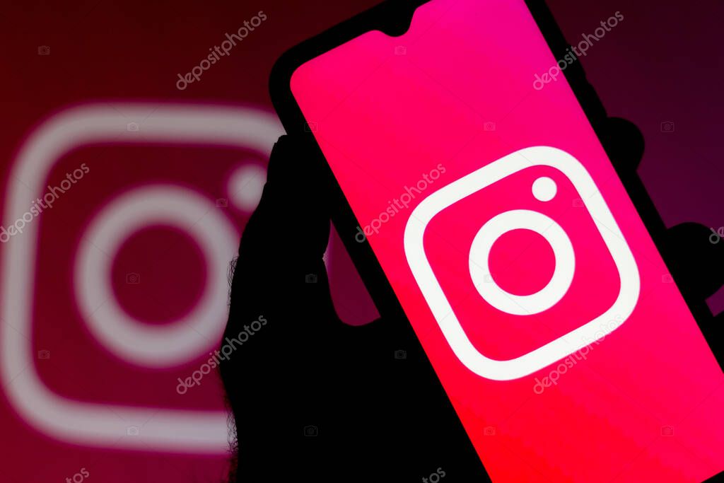 July 10, 2020, Brazil. In this photo illustration the Instagram logo seen displayed on a smartphone