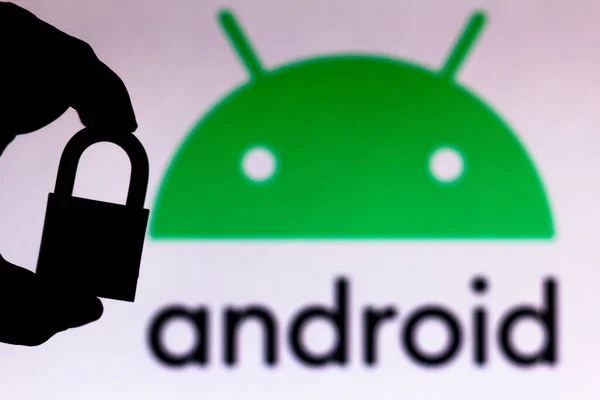 Липня 2020 Бразилія Цій Ілюстрації Біля Логотипу Android Являється Padlock — стокове фото