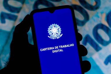 27 Temmuz 2020, Brezilya. Bu resimde Carteira de Trabalho Digital uygulaması akıllı telefondan görüntülendi