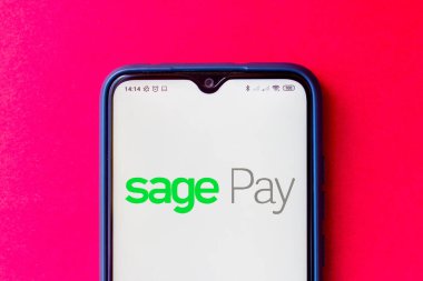 26 Temmuz 2020, Brezilya. Bu resimde Sage Pay logosu bir akıllı telefonda görülüyor.