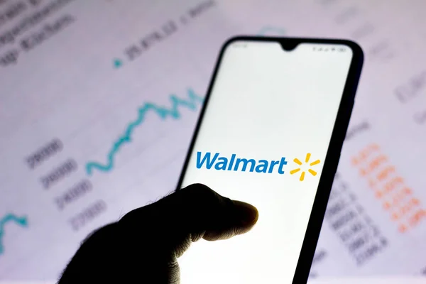 Августа 2020 Года Бразилия Этой Иллюстрации Логотип Walmart Показан Смартфоне — стоковое фото