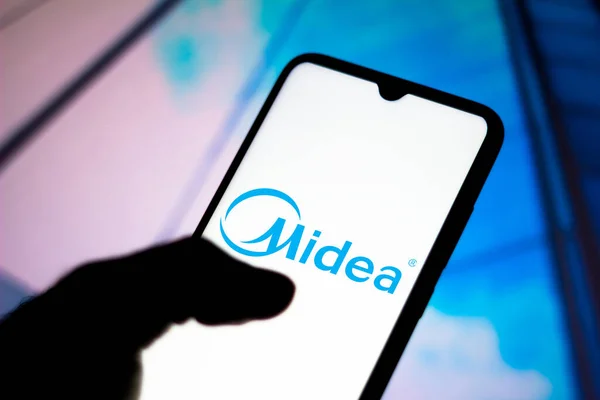 Augusti 2020 Brasilien Detta Foto Illustration Midea Group Logotypen Visas — Stockfoto