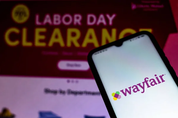 Eylül 2020 Brezilya Resimde Wayfair Logosu Akıllı Telefonda Sergileniyor Arka — Stok fotoğraf