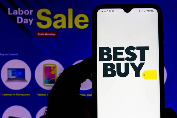 September 2020 Brazil Photo Illustration Best Buy Logo Seen Displayed — Stock Photo, Image