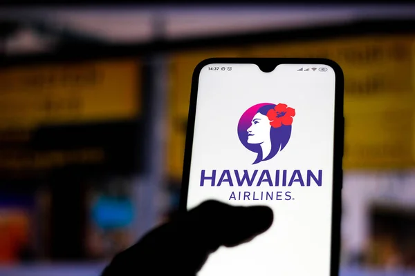 Septembre 2020 Brésil Sur Cette Photo Logo Hawaiian Airlines Affiché — Photo