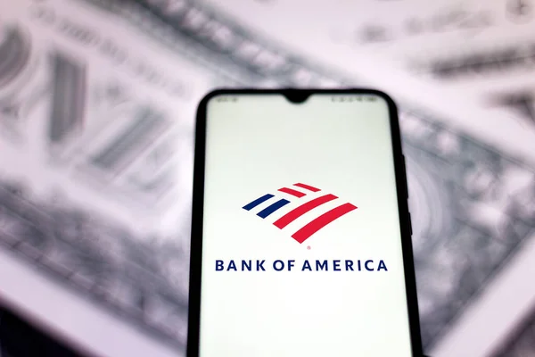 Eylül 2020 Brezilya Resimde Bank America Logosu Akıllı Bir Telefonda — Stok fotoğraf
