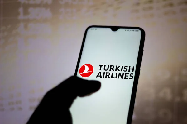 September 2020 Brazilië Deze Foto Illustratie Het Turkish Airlines Logo — Stockfoto