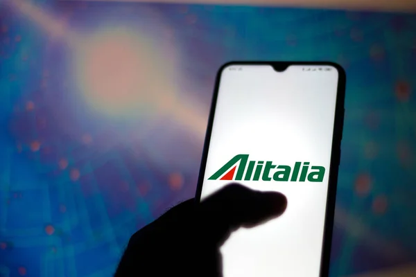 September 2020 Brazilië Deze Foto Illustratie Het Alitalia Logo Zien — Stockfoto