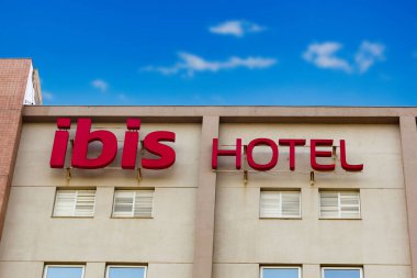 11 Eylül 2020, Brezilya. Dourados, Mato Grosso do Sul, Brezilya 'daki otellerinden birinin logosu..