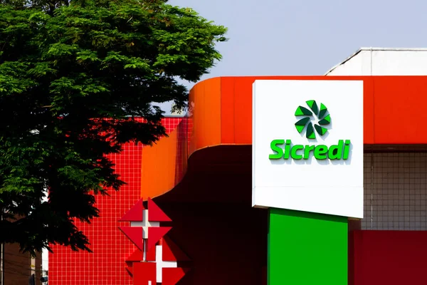 Вересня 2020 Бразилія Логотип Sistema Credito Cooperativo Sicredi Фасаді Магазину — стокове фото