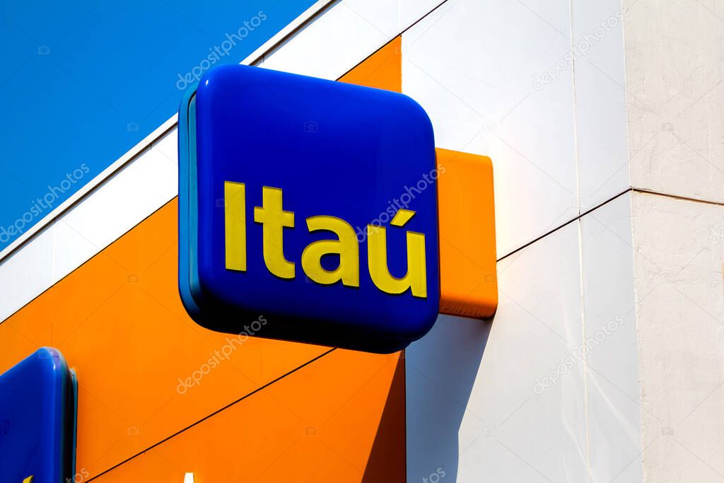 September 11, 2020, Brazil. The Itau bank logo at one of its bank branches in Dourados, Mato Grosso do Sul, Brazil.
