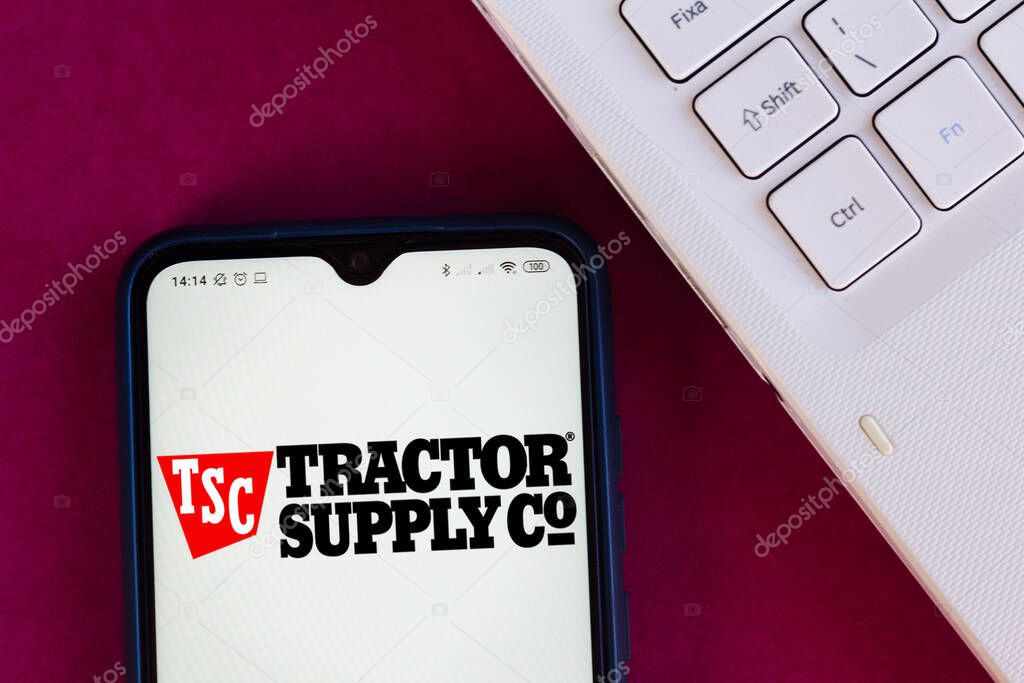 September 16, 2020, Brazil. In this photo illustration the Tractor Supply Company logo seen displayed on a smartphone