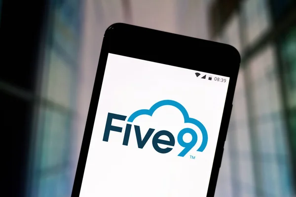 September 2020 Brazil Photo Illustration Five9 Logo Seen Displayed Smartphone — Stock Photo, Image