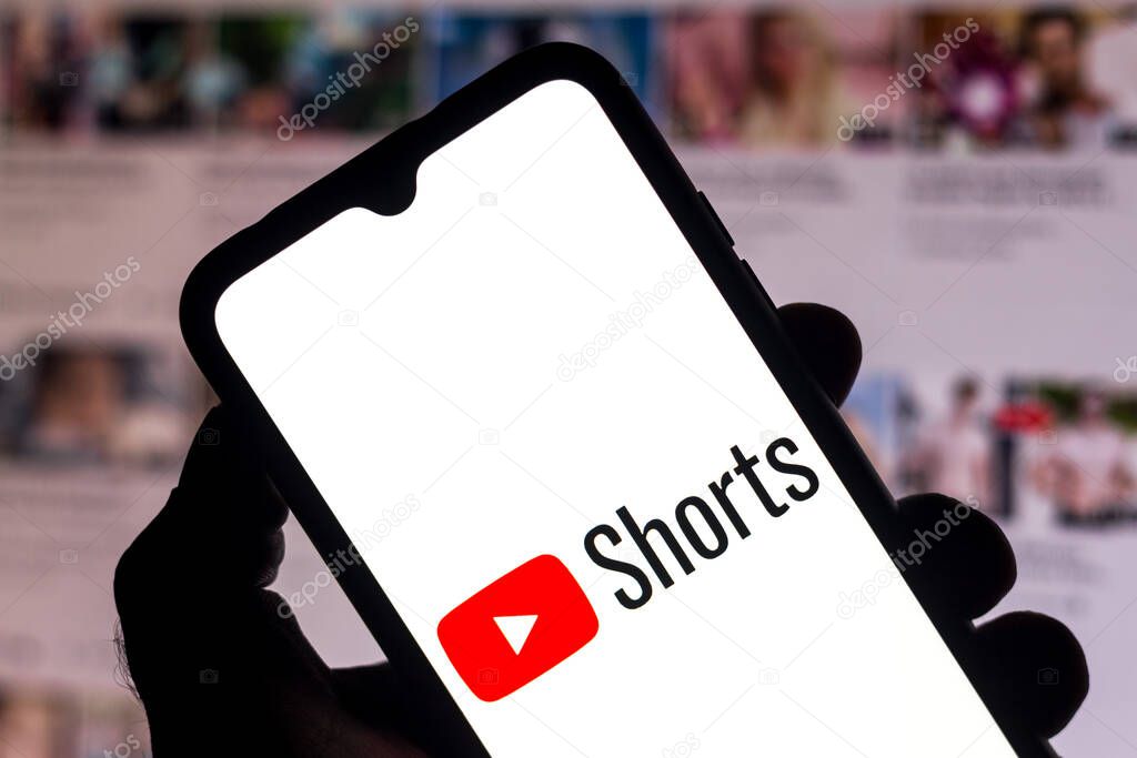 September 21, 2020, Brazil. In this photo illustration a YouTube Shorts logo is seen displayed on a smartphone