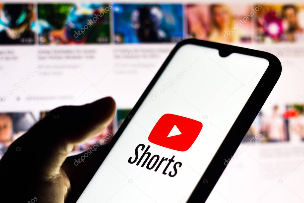 September 21, 2020, Brazil. In this photo illustration a YouTube Shorts logo is seen displayed on a smartphone