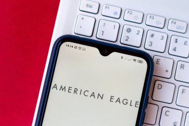 September 30, 2020, Brazil. In this photo illustration the American Eagle Outfitters logo seen displayed on a smartphone clipart