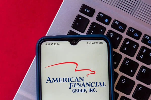 Сентября 2020 Года Бразилия Этой Фотографии Логотип American Financial Group — стоковое фото