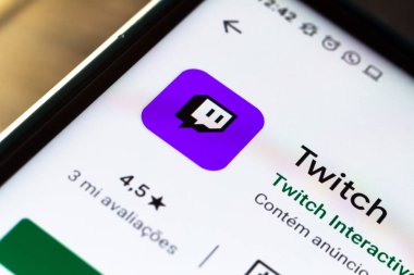 1 Ekim 2020, Brezilya. Bu resimde Twitch logosu akıllı telefondan görüntüleniyor.