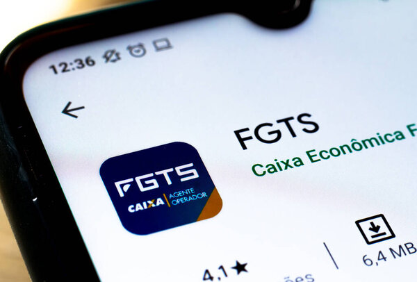 October 1, 2020, Brazil. In this photo illustration the logo Fundo de Garantia do Tempo de Servico (FGTS) app seen displayed on a smartphone