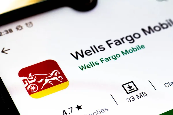 Октября 2020 Года Бразилия Этой Иллюстрации Логотип Приложения Wells Fargo — стоковое фото