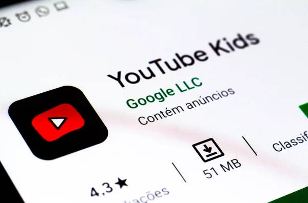 October 2020 Brazil Photo Illustration Logo Youtube Kids App Seen — Stock Photo, Image