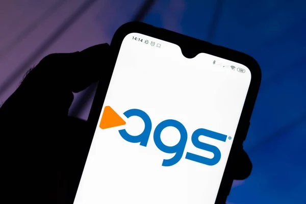 7. Oktober 2020, Brasilien. Auf dieser Foto-Illustration ist das PlayAGS-Logo auf einem Smartphone zu sehen — Stockbild Oktober 2020 Brasilien Auf Dieser Foto Illustration Ist Das Playags — Stockfoto