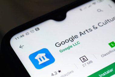 9 Ekim 2020, Brezilya. Bu resimde Google Sanat ve Kültür logosu bir akıllı telefonda gösteriliyor