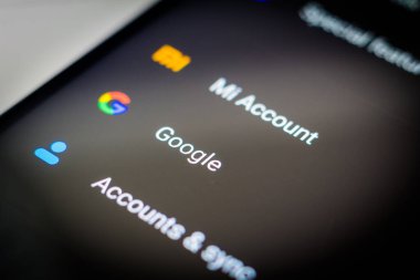 16 Ekim 2020, Brezilya. Bu resimde Google hesabı ve Mi hesabı bir akıllı telefonda görüntülenir