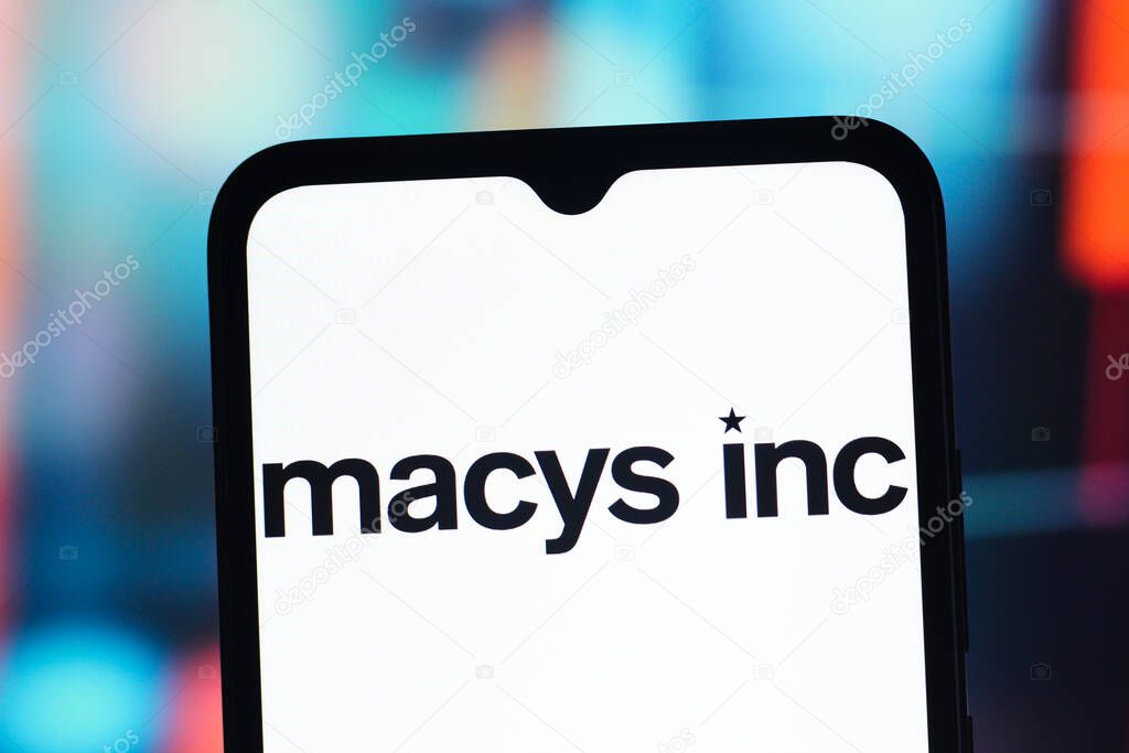 In this photo illustration, the Macy's Inc. logo is seen displayed on a smartphone screen