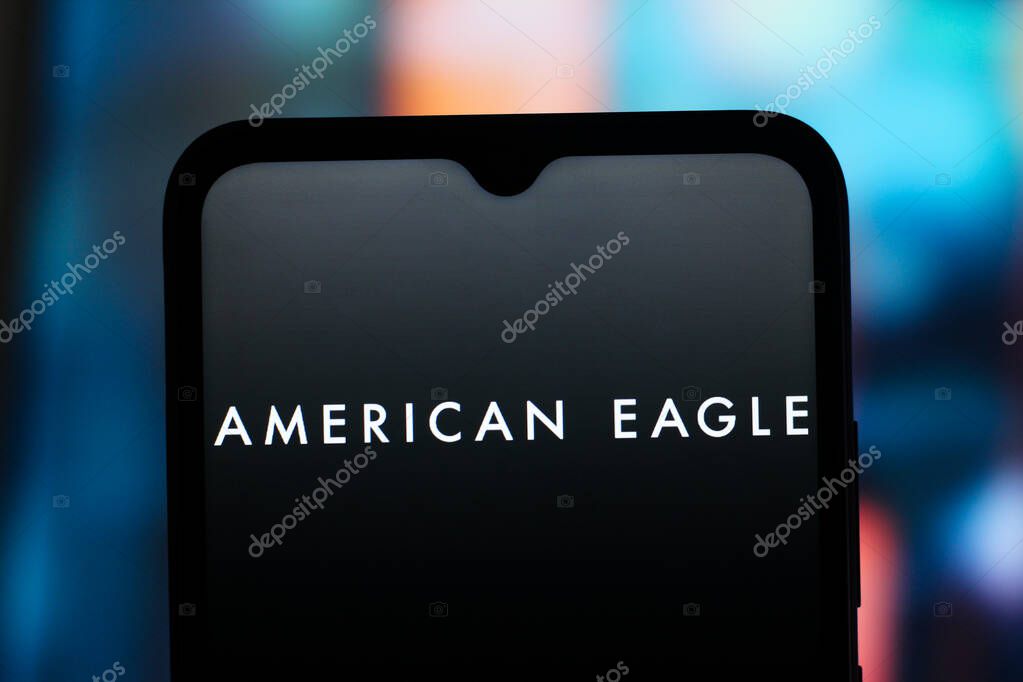 In this photo illustration, the American Eagle Outfitters logo is seen displayed on a smartphone screen