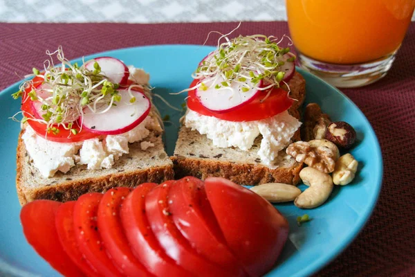 Healthy Sandwiches Breakfast — Stock Photo, Image