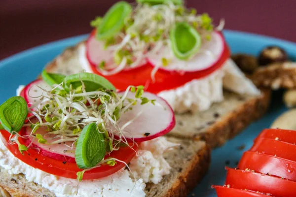 Здоровые Сэндвичи Завтрак — стоковое фото
