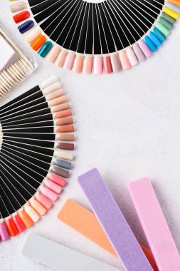 Manikür için Kozmetik aletler ve aksesuarlar kiti.