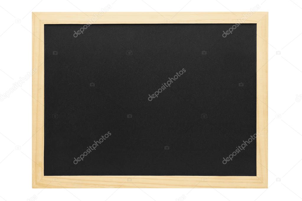 Empty chalkboard with wooden frame. Copy space.