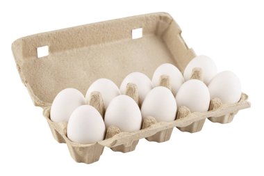 Beyaz bir arka plan üzerinde bir yumurta karton yumurta. Izole.
