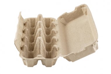 Boş yumurta kartonu, kutu, tepsi veya konteyner beyaz izole.