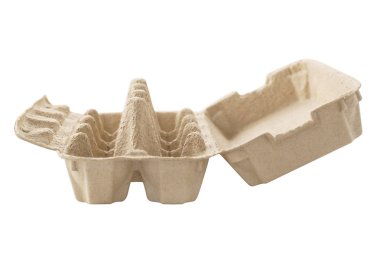 Boş yumurta kartonu, kutu, tepsi veya konteyner beyaz izole.