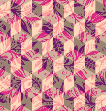İzometrik geometrik seamless modeli çizilmiş ve izlenen çiçek deseninin kaplaması ile-ebilmek var olmak kullanılmış kapak tasarımı, kitap tasarımı, poster, cd kapağı, broşür, Web sitesi arka plan ya da reklam.