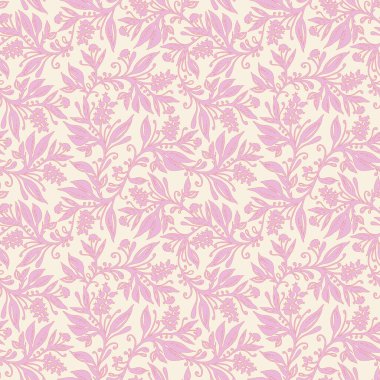 Yapraklar, mercanlar, krem ve pembe renklerde yapraklar ve böğürtlenler.